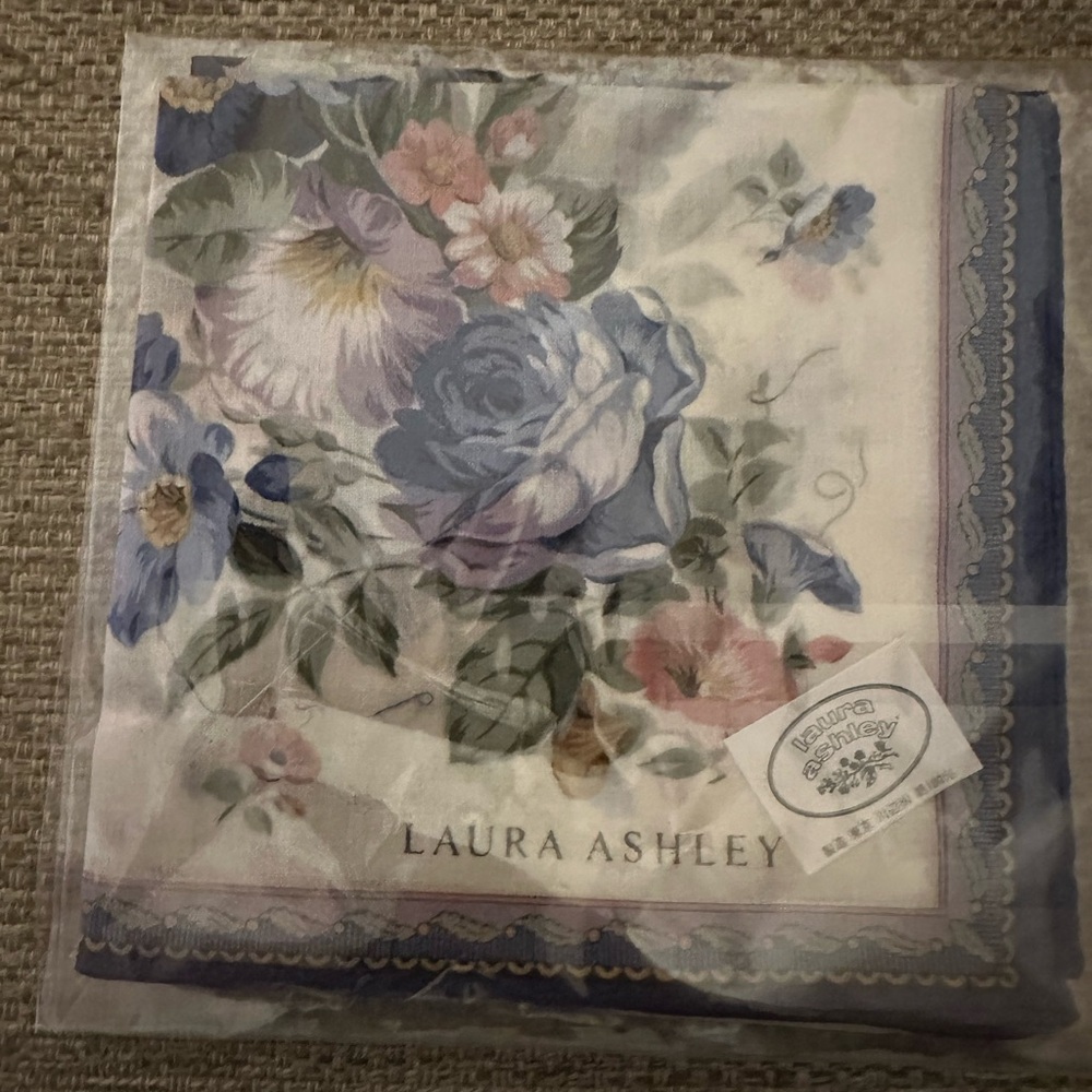 Laura Ashley Floral Handkerchief - New Blue and Multicolor Bandana Square - Picture 9 of 10